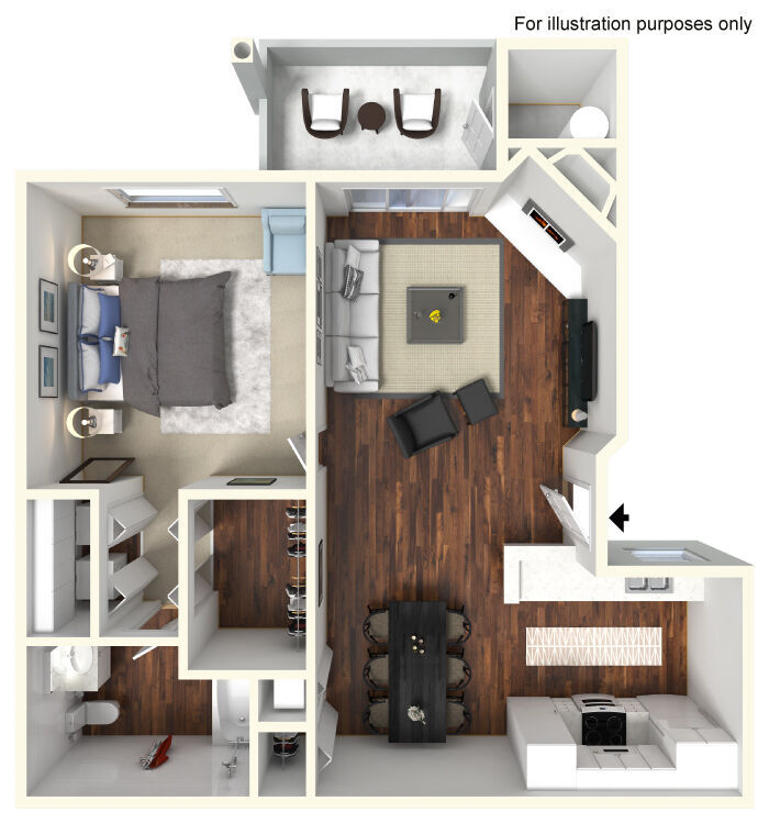 1 bed 1 bath floor plan layout