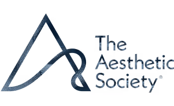 A logo featuring a stylized triangular shape and the text 'The Aesthetic Society' with a registered trademark symbol.