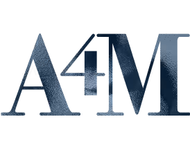 The letters 'A', '4', and 'M' with a textured appearance, arranged in a bold font.