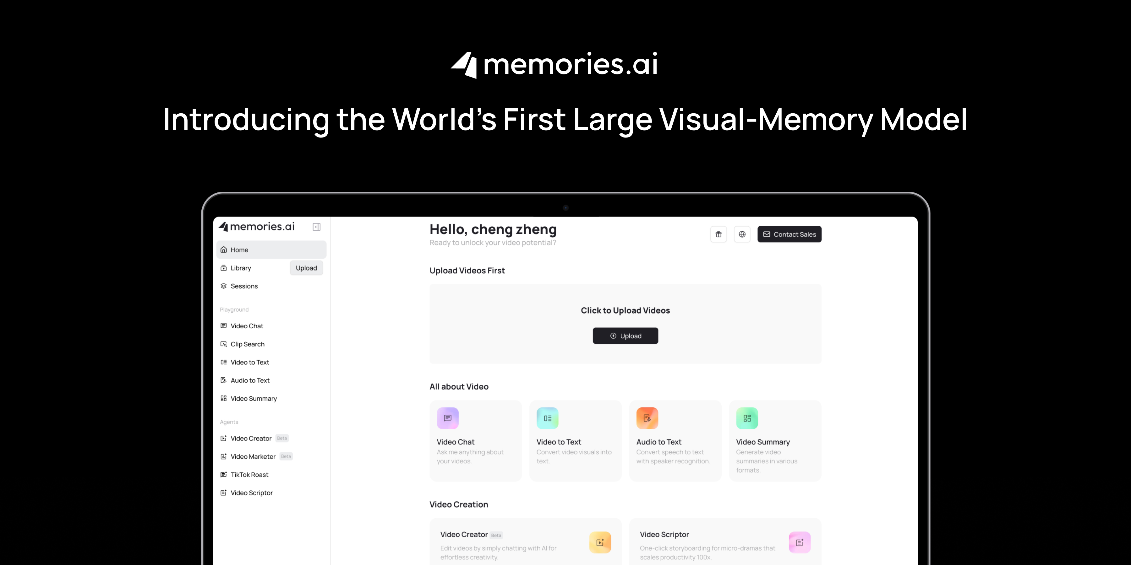 Memories.ai TikTok Video Analysis dashboard