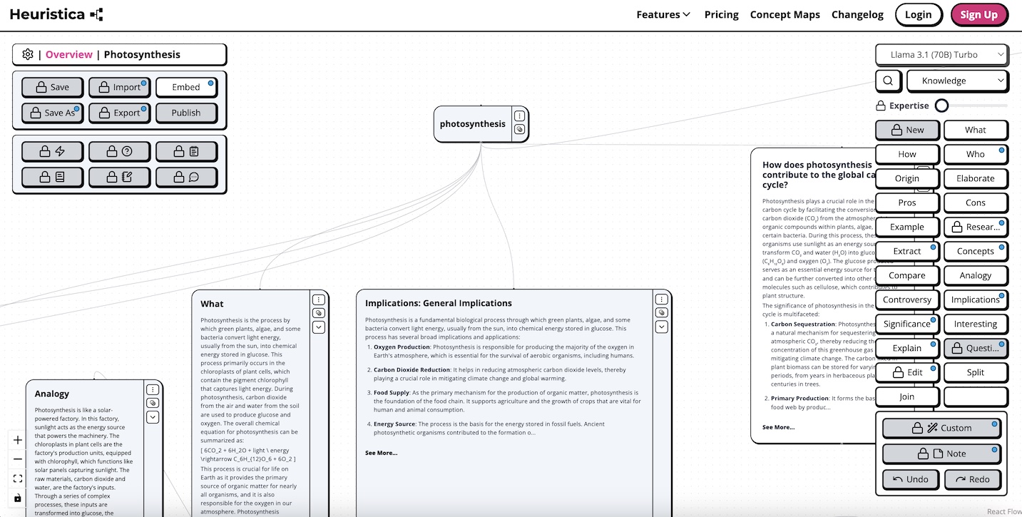 Heuristica dashboard summarizing a YouTube video