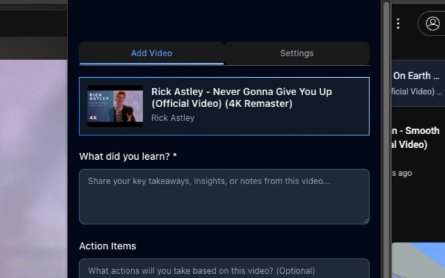 MensorAI dashboard summarizing a YouTube video