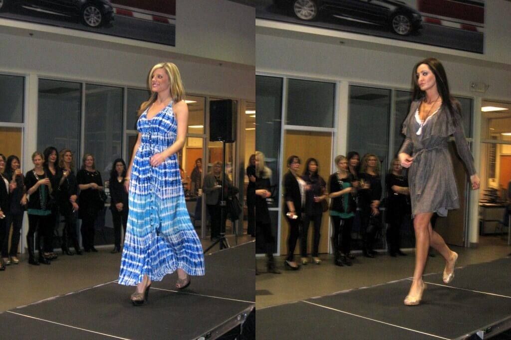 models walking down runway