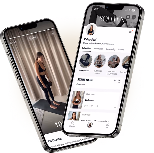 Mockup of two phones with the app showing on both screens