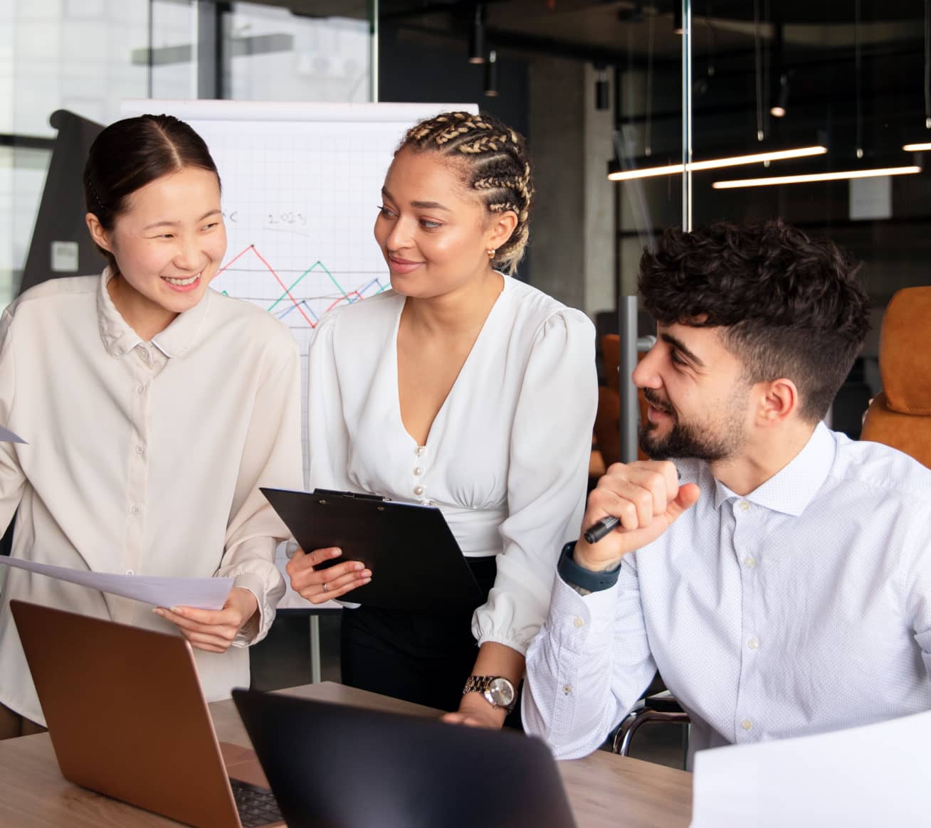 Three Happy People Coworkers - Capital Webflow Template | Brix Templates