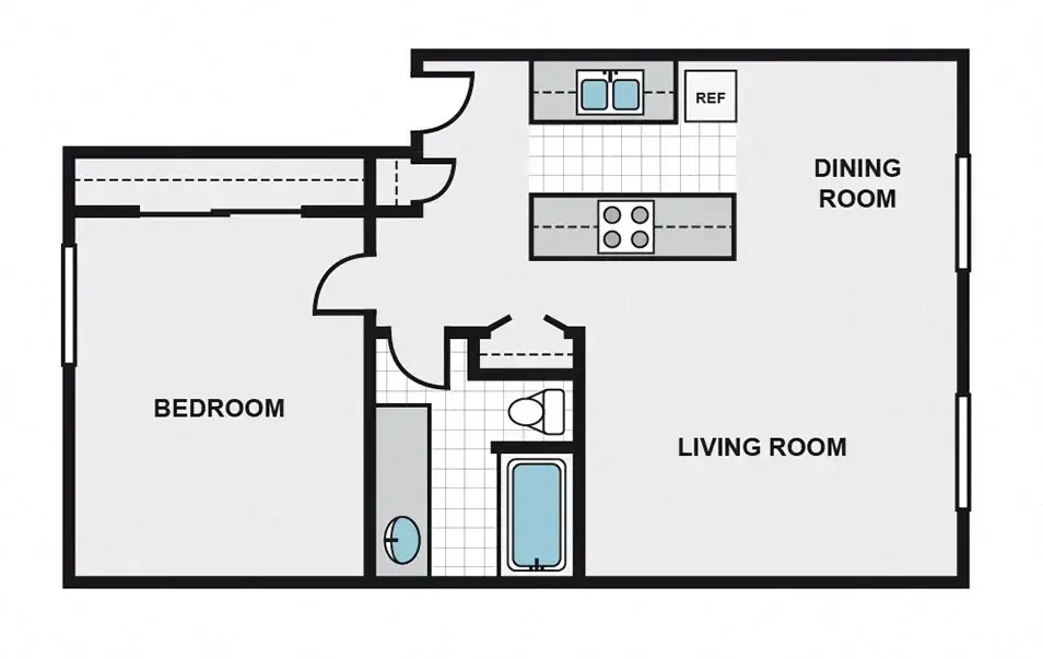 One bed one bath layout