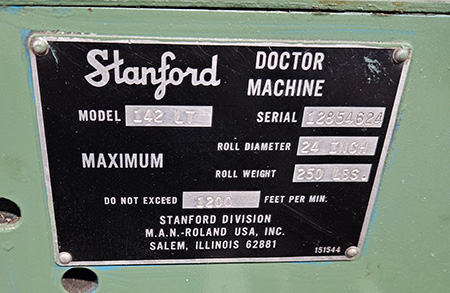 Used 30" Stanford model 142 LT doctor machine | Margot Machinery