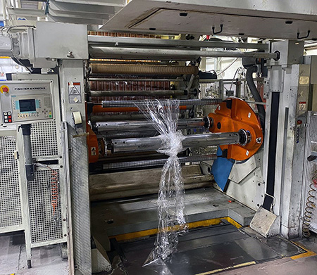 Used F&K Gearless CI Flexographic Press Flexpress 16S+ Downstream MRT Drybond Lamination and Rotogravure Sections | Margot Machinery