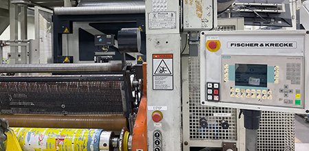 Used F&K Gearless CI Flexographic Press Flexpress 16S+ Downstream MRT Drybond Lamination and Rotogravure Sections | Margot Machinery