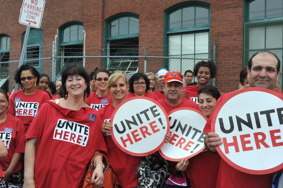 NEJB UNITE HERE members rallying together
