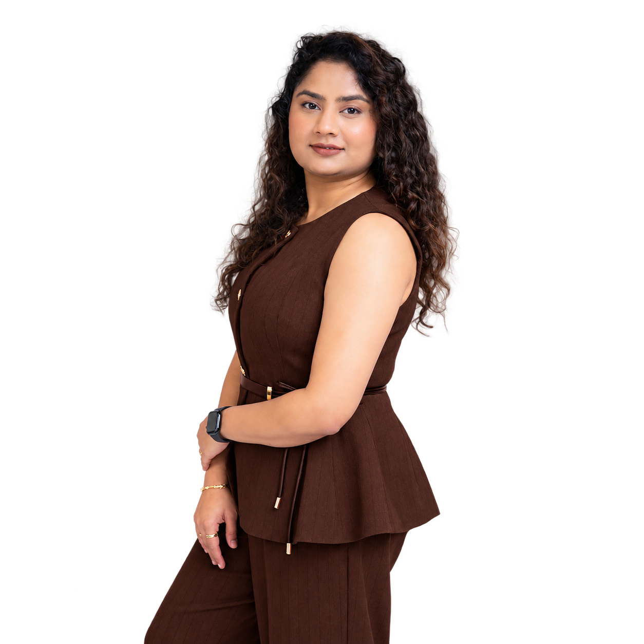 Nidhi Parmar holding a pelvic anatomy model