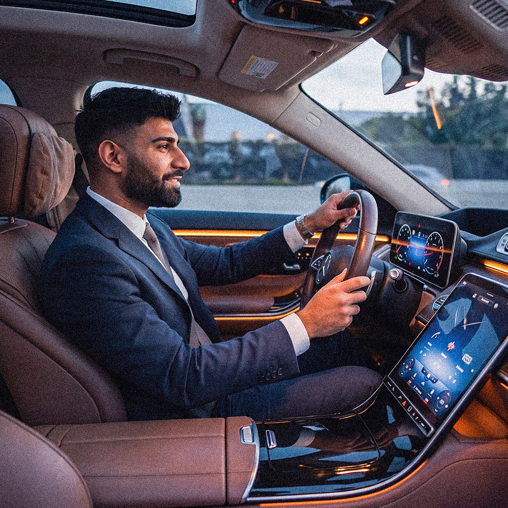 Khan Chauffeur Bodensee - Danial Khan Konstanz im Auto 