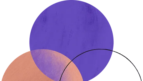 Overlap of three circles in blue, orange, and black outlines on a plain background.