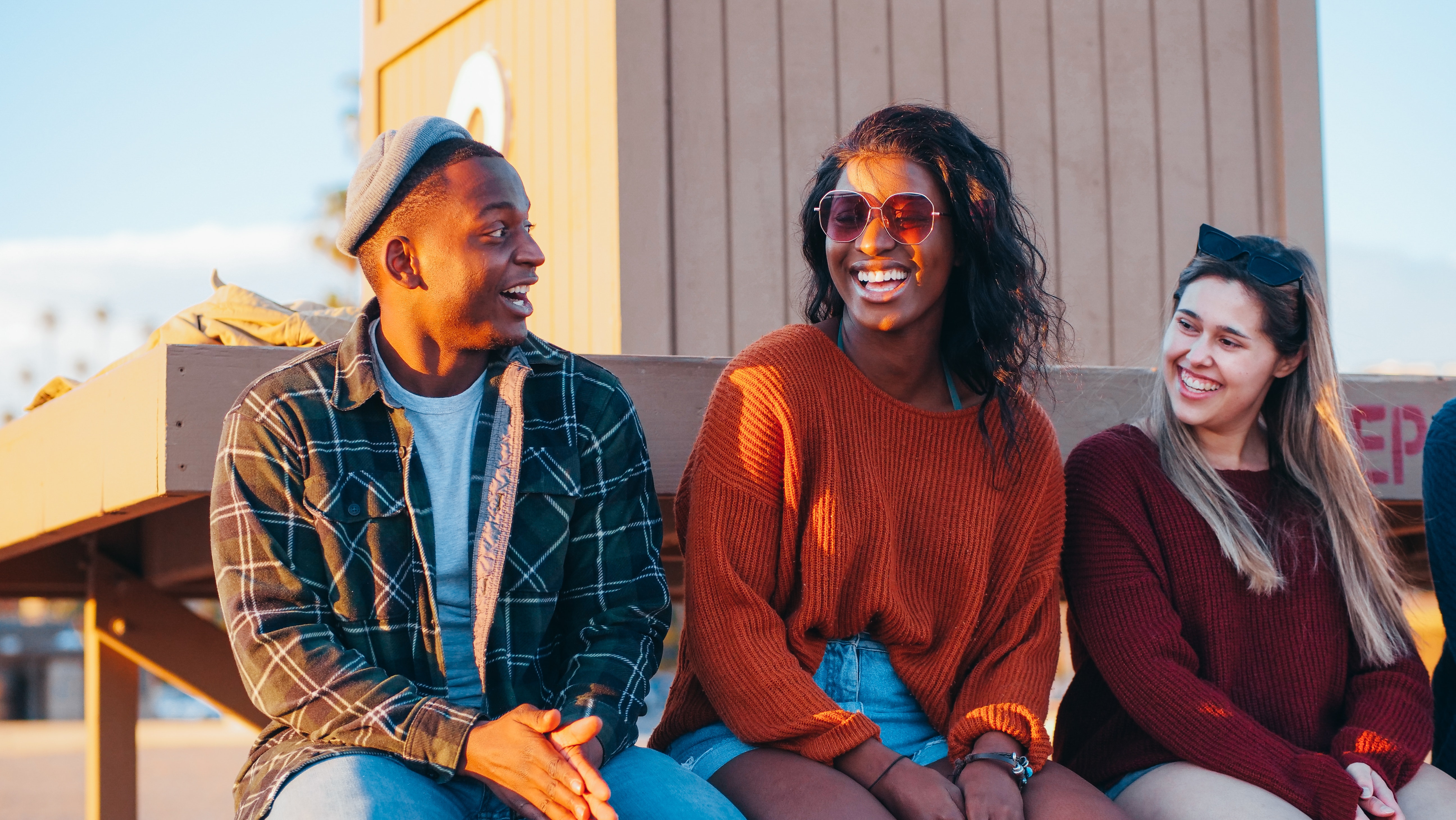 People sitting stock image