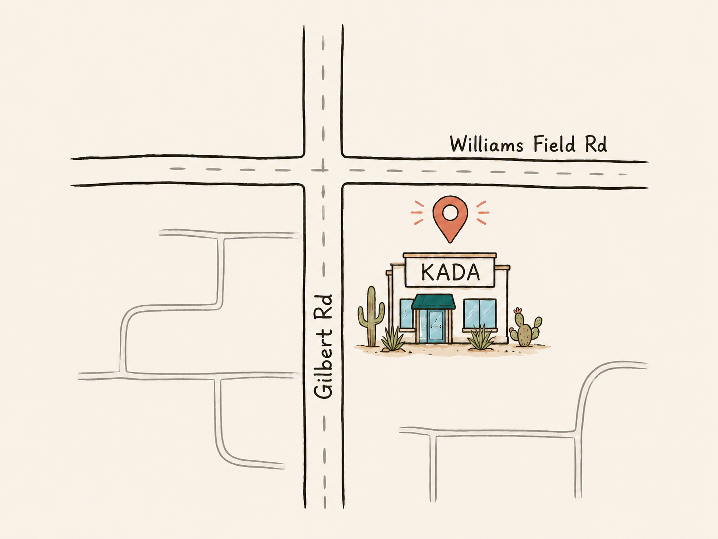 Map showing KAĐA Vietnamese Coffee & Tea at 2531 South Gilbert Road, Gilbert, Arizona
