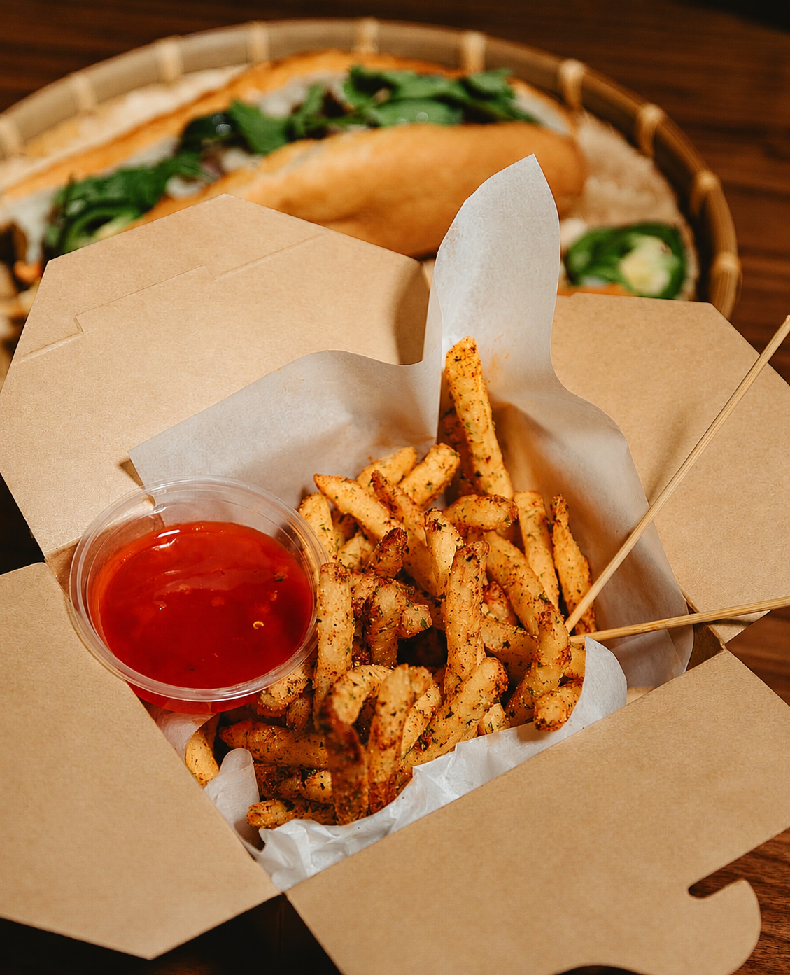 Seasoned fries with dipping sauce at KAĐA Vietnamese Coffee and Tea