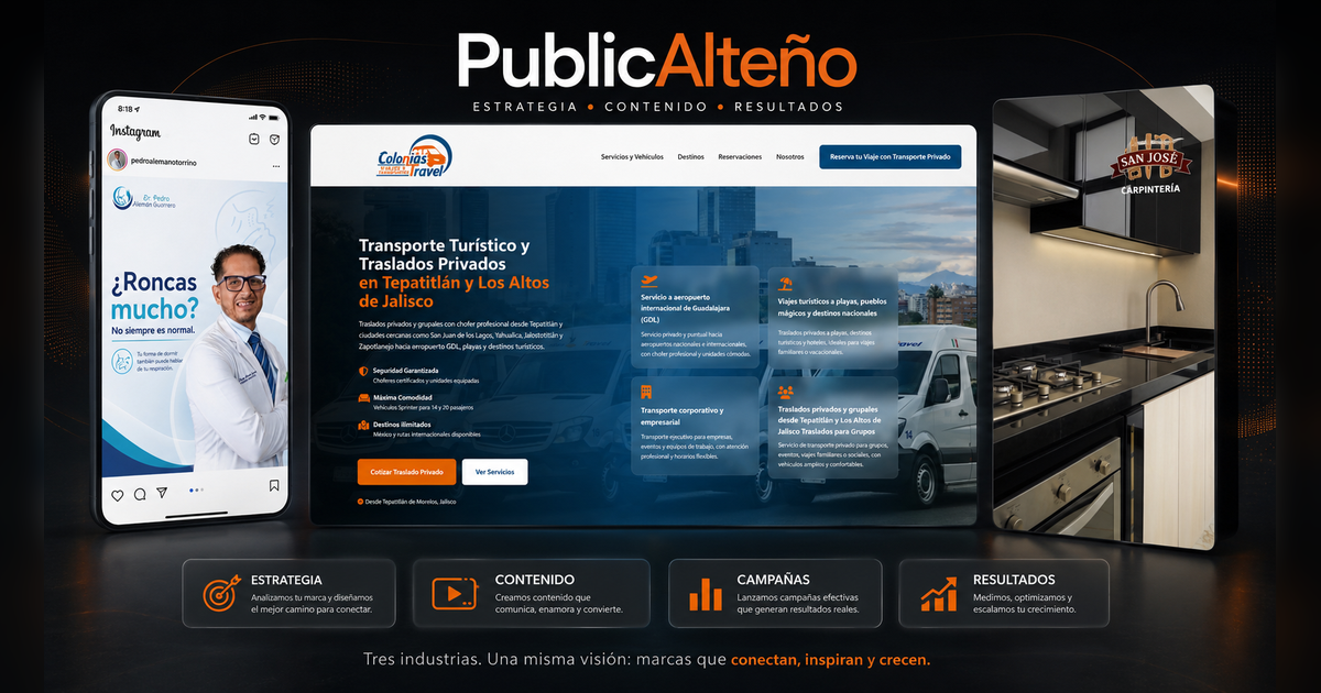 Montaje de contenido para Dr. Pedro Alemán, la web de Colonias Travel y trabajos de Carpintería San José.