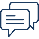 Two overlapping speech bubbles representing chat or conversation.