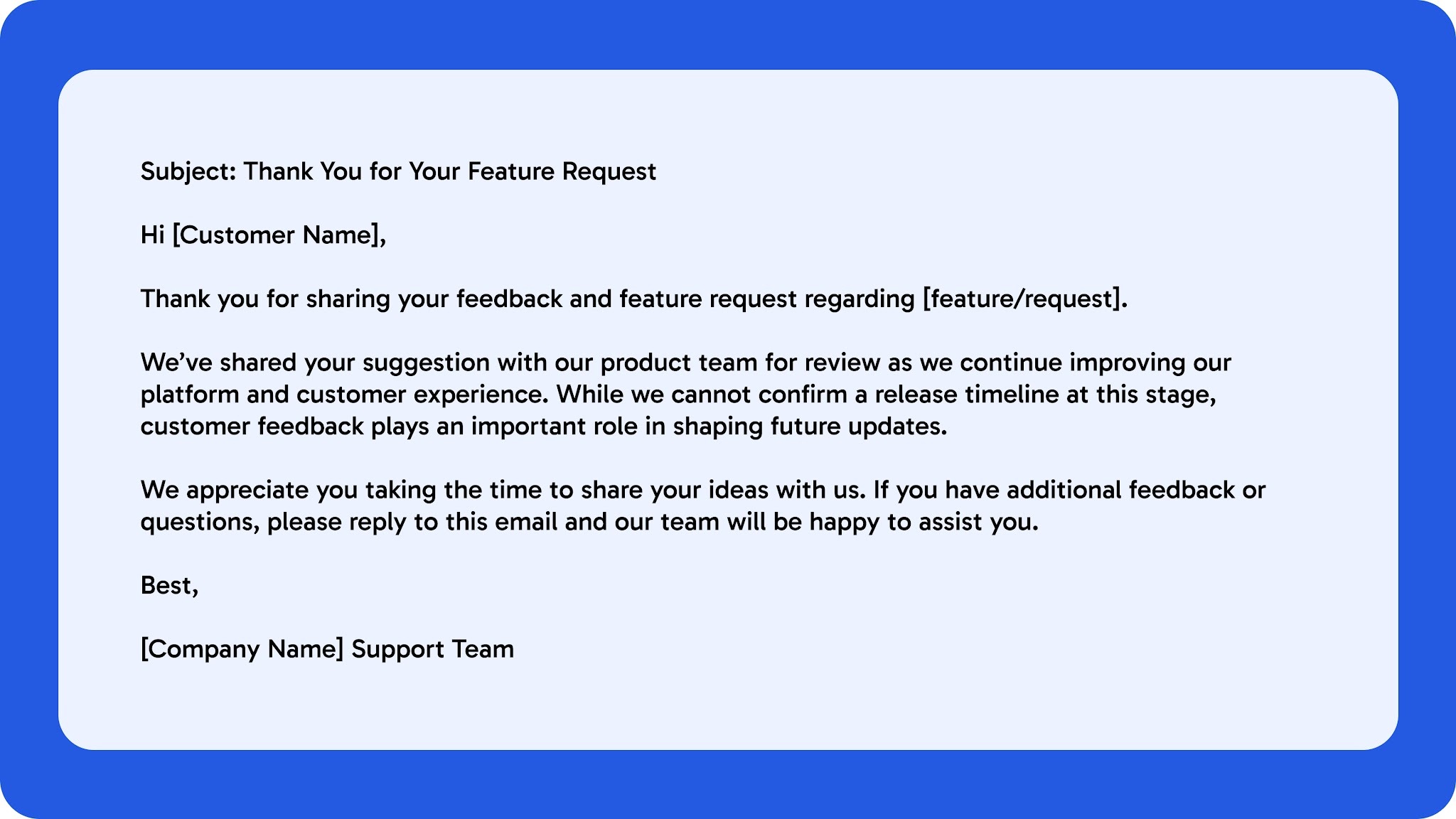 Feature Request Acknowledgment Template
