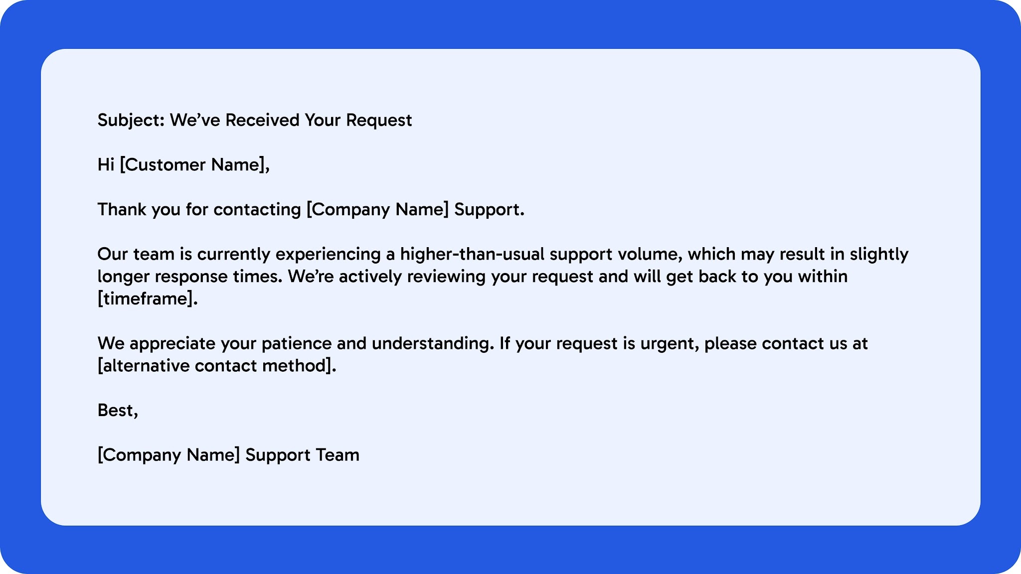 Out-of-Office or Delayed Response Template