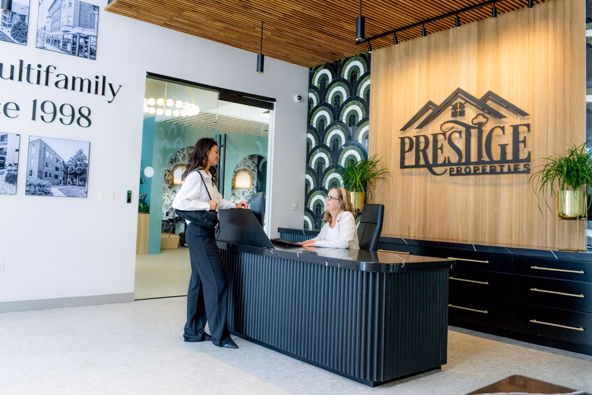 Prestige Properties office reception with a welcoming client area