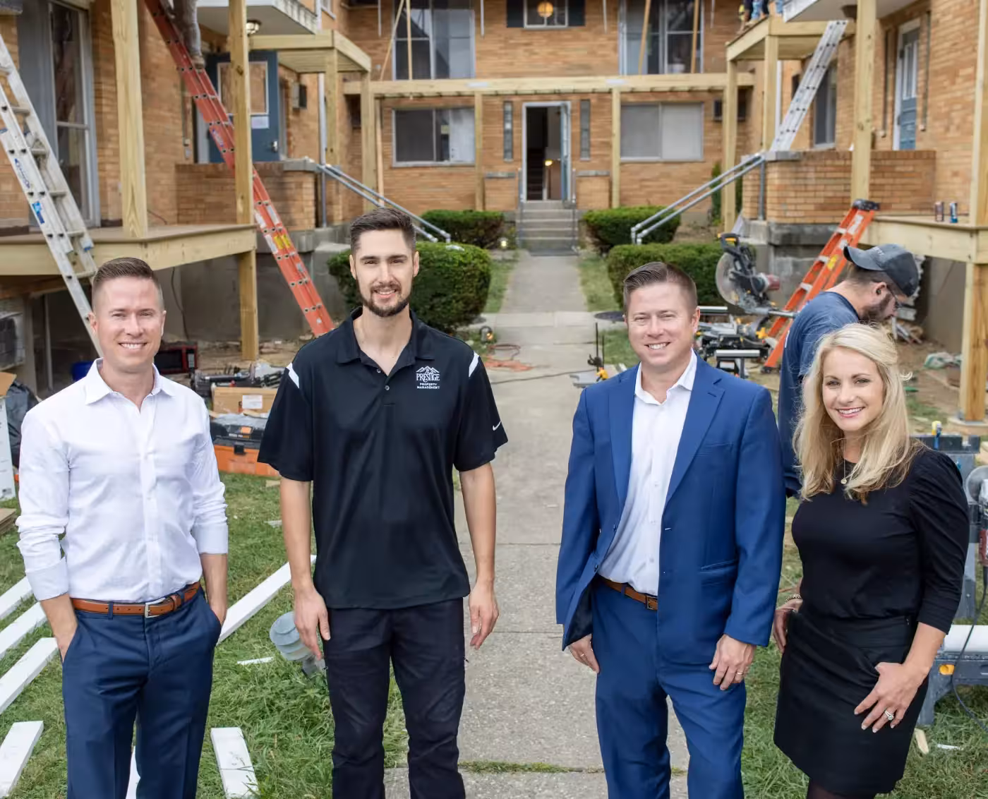Mitch Painter with the Prestige Properties project team at an active apartment development site