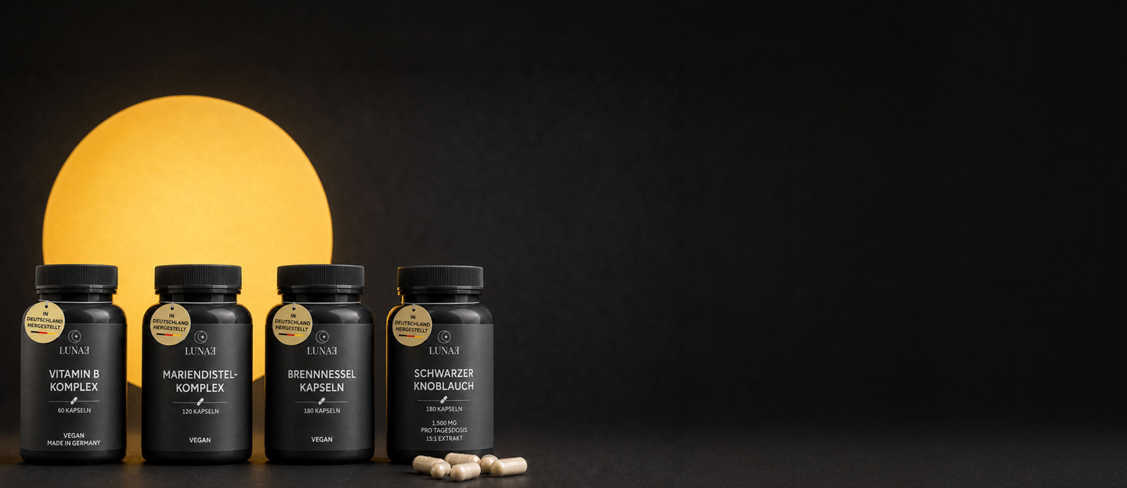 LUNAE Sortiment: Vitamin B Komplex, Mariendistel, Brennnessel und Vitamin B12