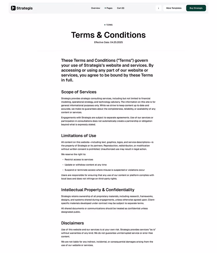 Consulting firm template terms