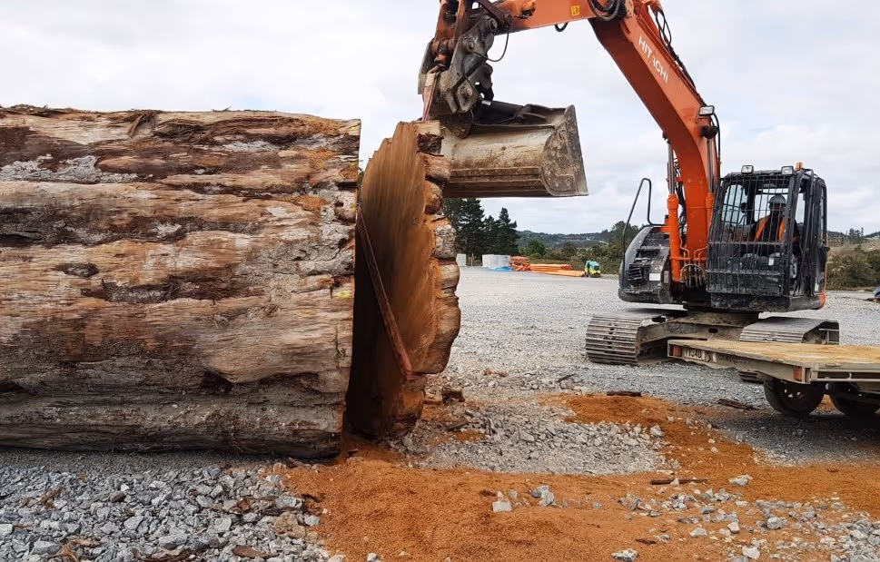 Ancient Kauri Baum mit großem Stamm- und Wurzelholz für Collectible Design Möbel, skulpturale Tische, funktionale Kunst und dokumentierte Einzelstücke