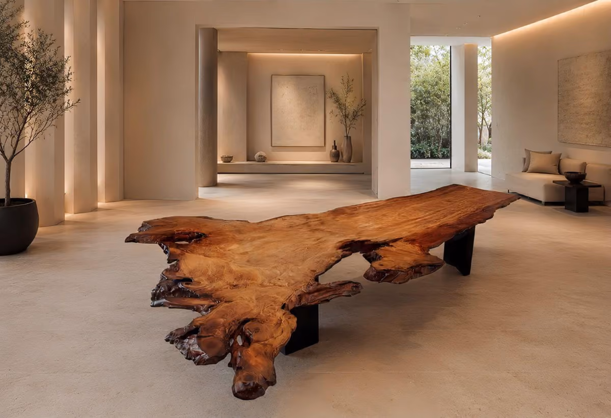 Großer Konferenztisch oder Executive Table in Baumform aus Wurzel- und Stammholz als Collectible Esstisch, Wandskulptur oder freistehendes Designobjekt in Galerie Interior