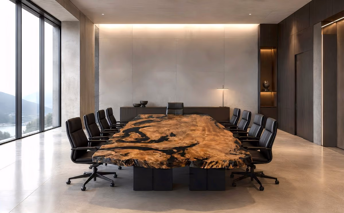 Einzigartige Esstische oder skulpturaler Konferenztisch als Investment, Collectible Design Möbel und funktionale Kunst in große Boardrooms, Kanzleien oder architektonische Konferenzräume