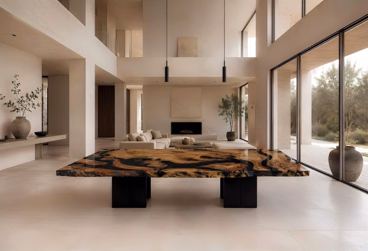 Großer skulpturaler Konferenztisch oder Tisch aus ein Stück Wurzelholz als Collectible Designobjekt in Galerie, Architektur und Contemporary Craft mit dokumentierter Herkunft