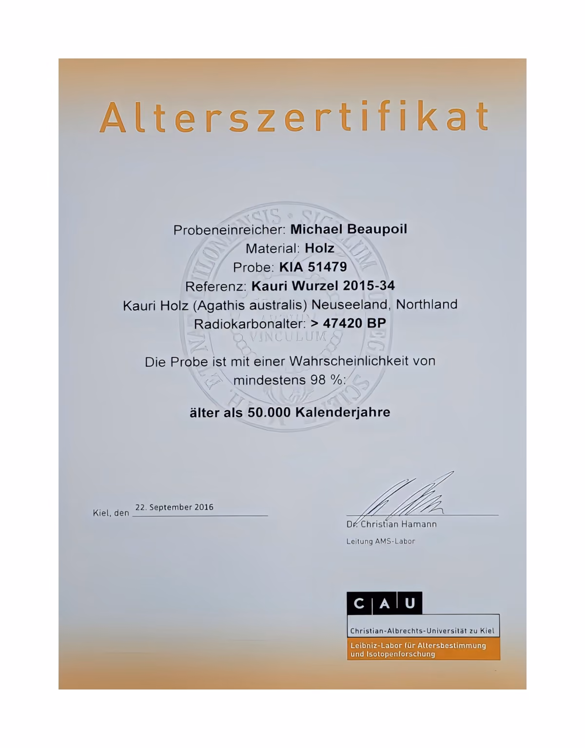 Certificat d'âge attestant de l'origine et de la provenance de cette pièce de collection unique, au design naturel et à l'artisanat contemporain exclusif 