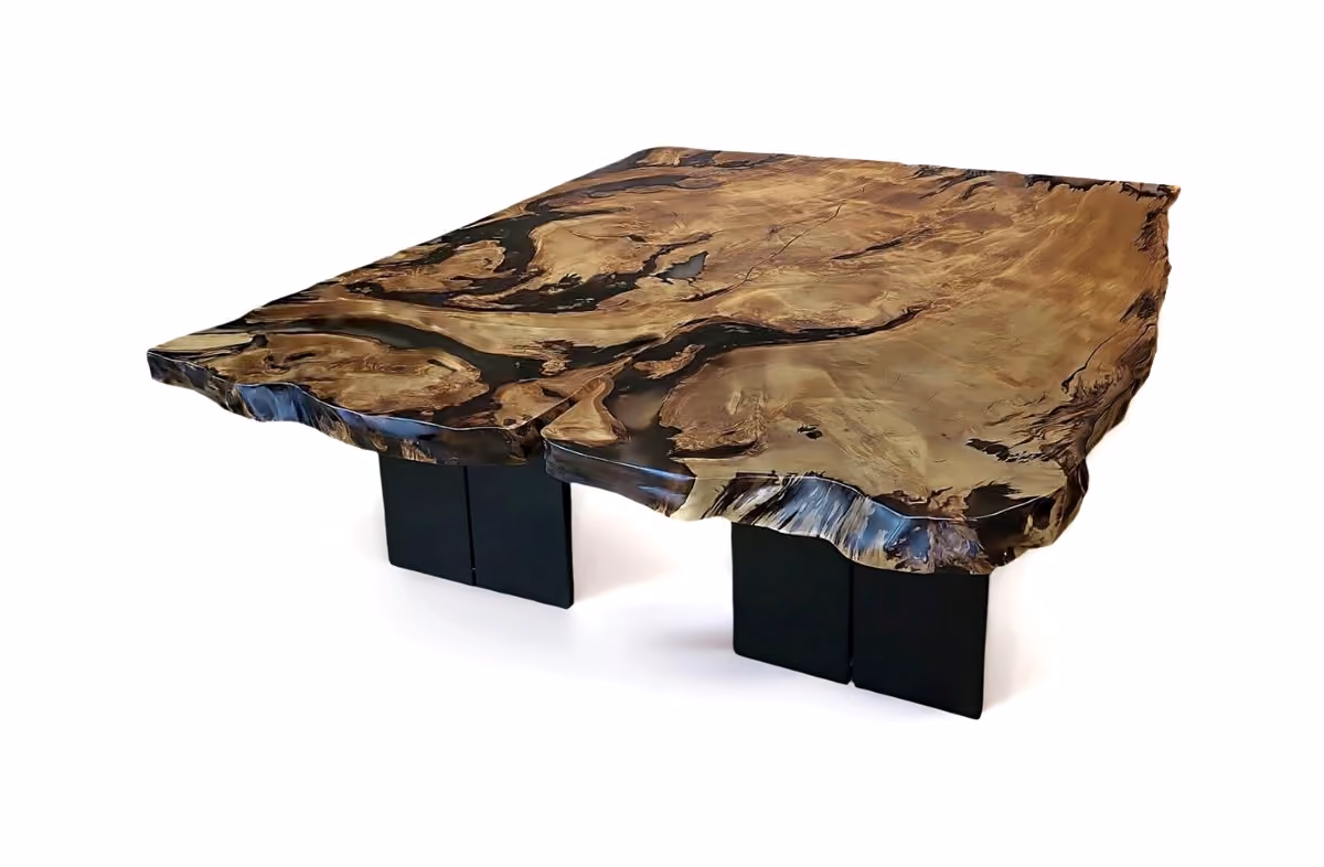 Table de réunion exclusive de collection et deux tables à manger autonomes destinées aux intérieurs architecturaux, aux intérieurs de galeries et aux collections d'art privées