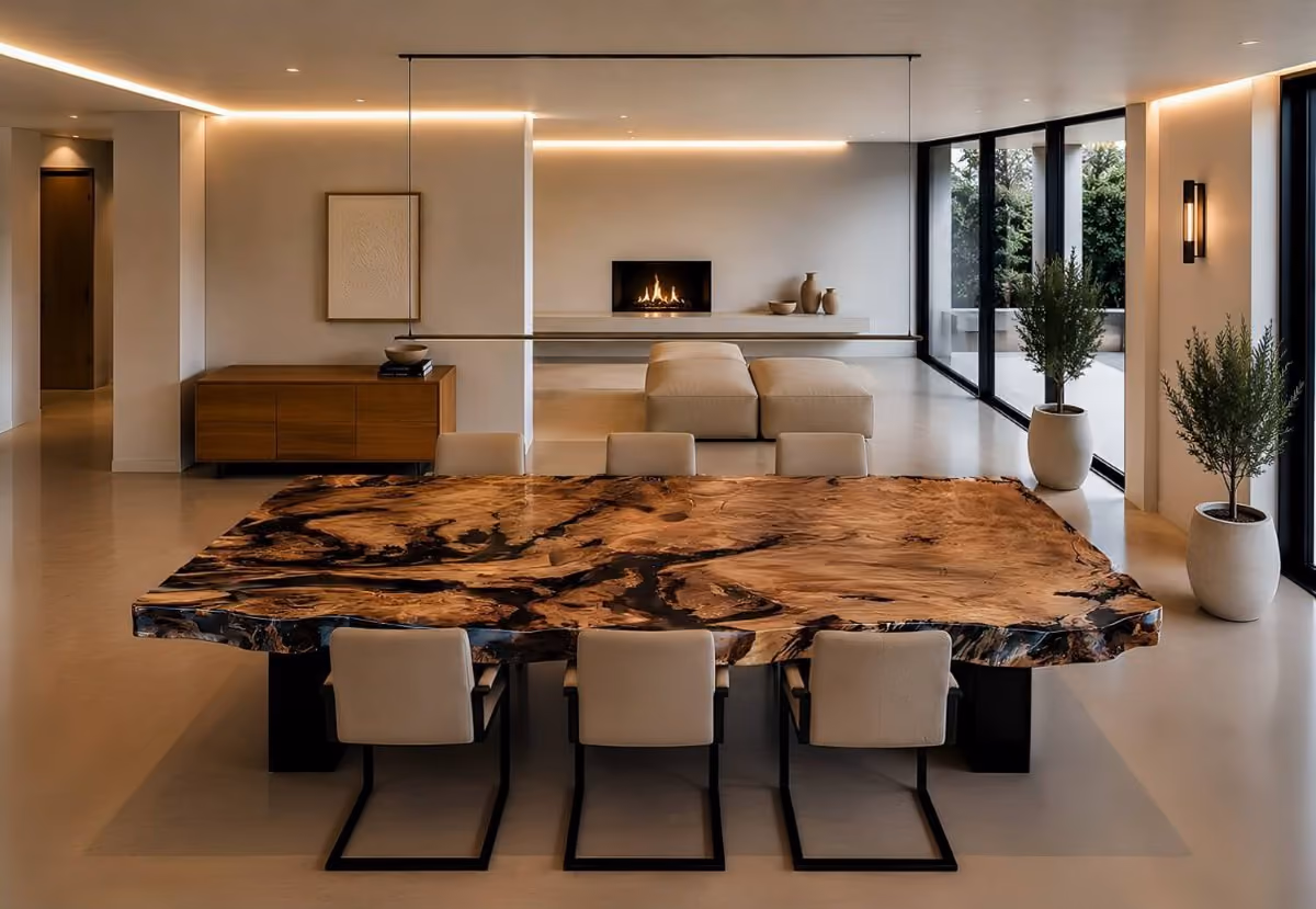 Table de réunion sculpturale ou table à manger originale, pouvant servir de table de direction, de pièce maîtresse de la collection « Collectible », de meuble de bibliothèque ou d'élément de décoration exclusif pour une galerie d'art