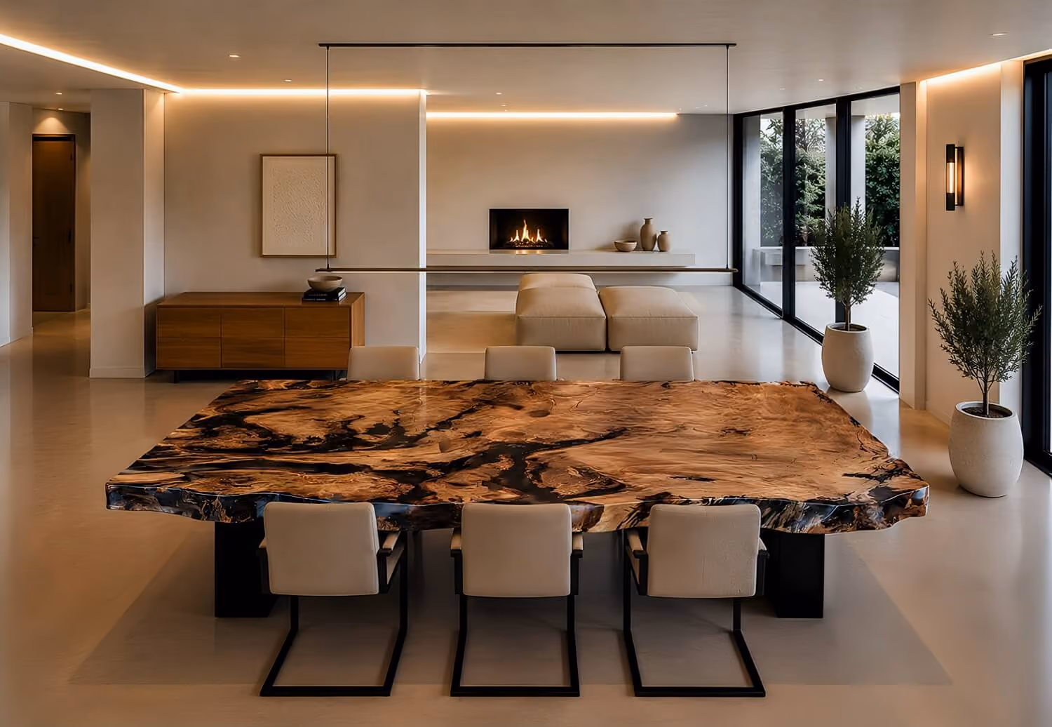 Schweizer Collectible Design Möbel mit Kunst und Funktion als Kunstwerk, Esstisch oder Konferenztische, Werk für exklusive Chalets und Hotels