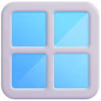 Rounded square with four smaller blue squares inside arranged in a 2x2 grid.