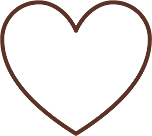 Simple brown outline of a heart shape on a white background.