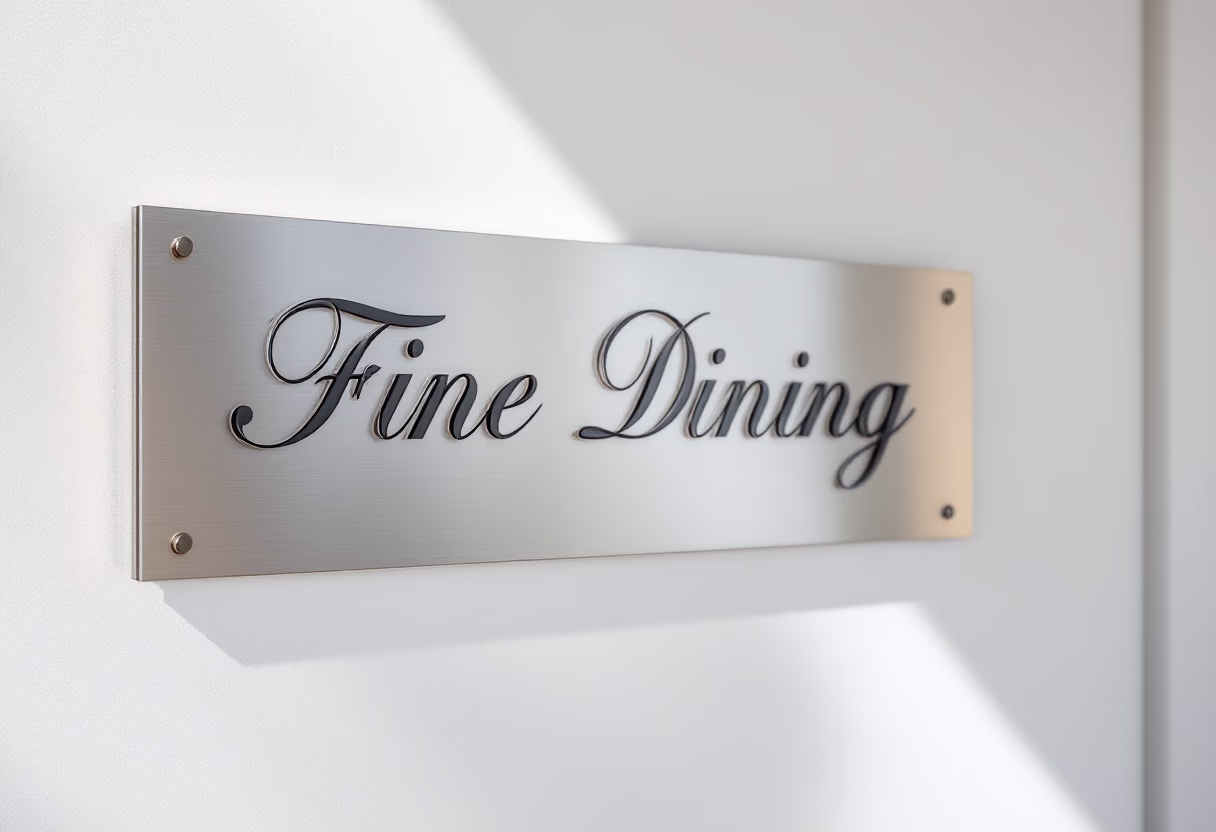 [background image] image of entrance sign (for a fine dining restaurant)