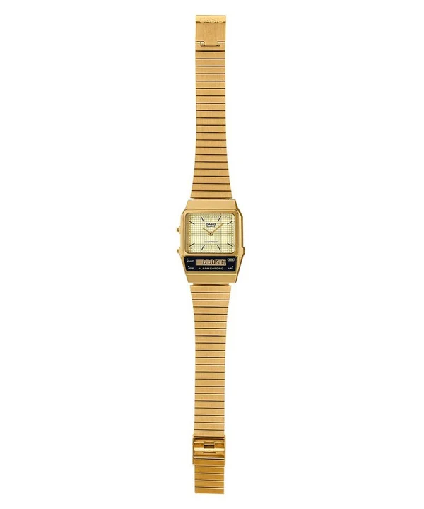 Casio AQ-800EG-9A Gold Tone Bracelet Side Profile