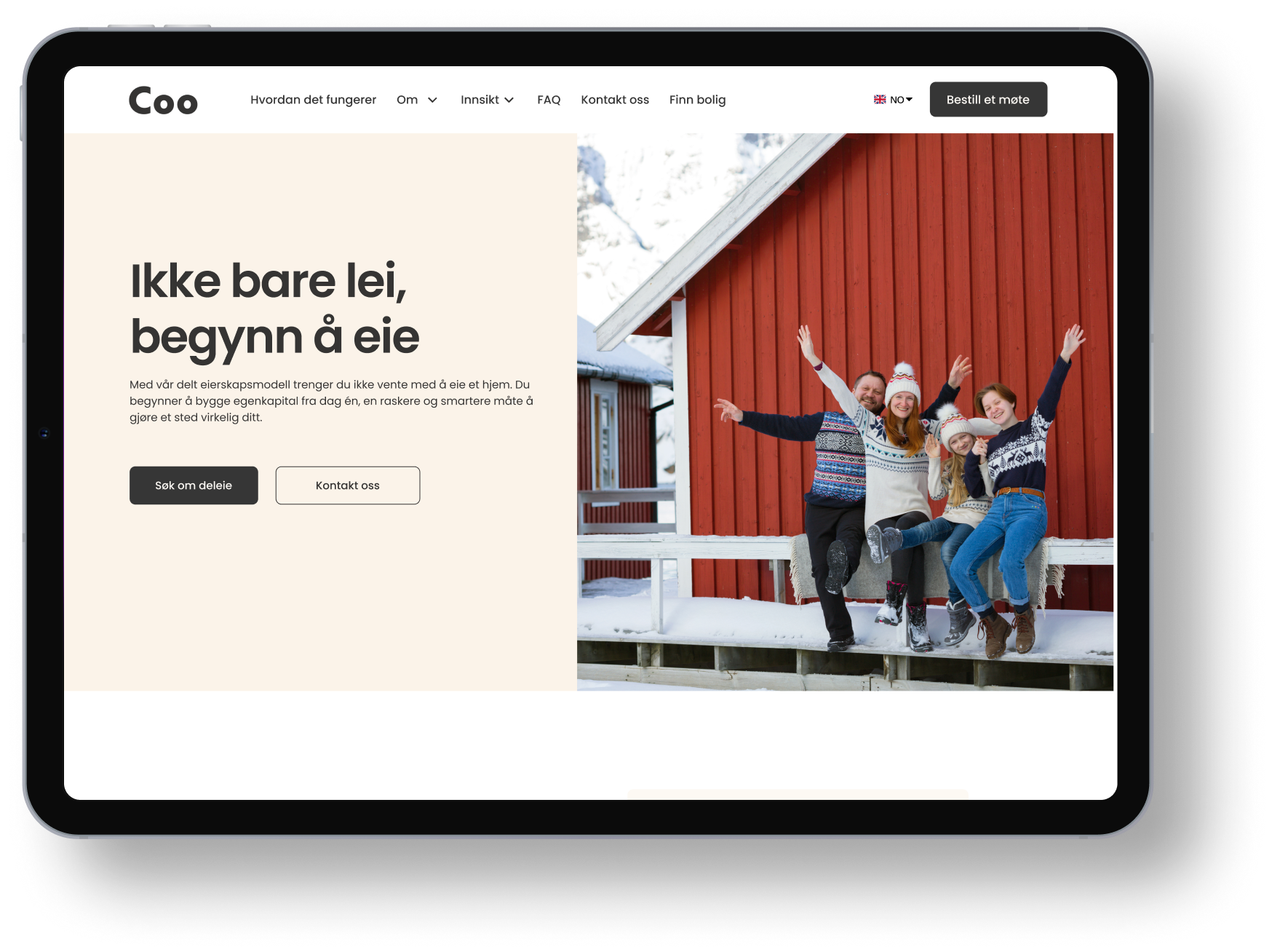 COO website on tablet