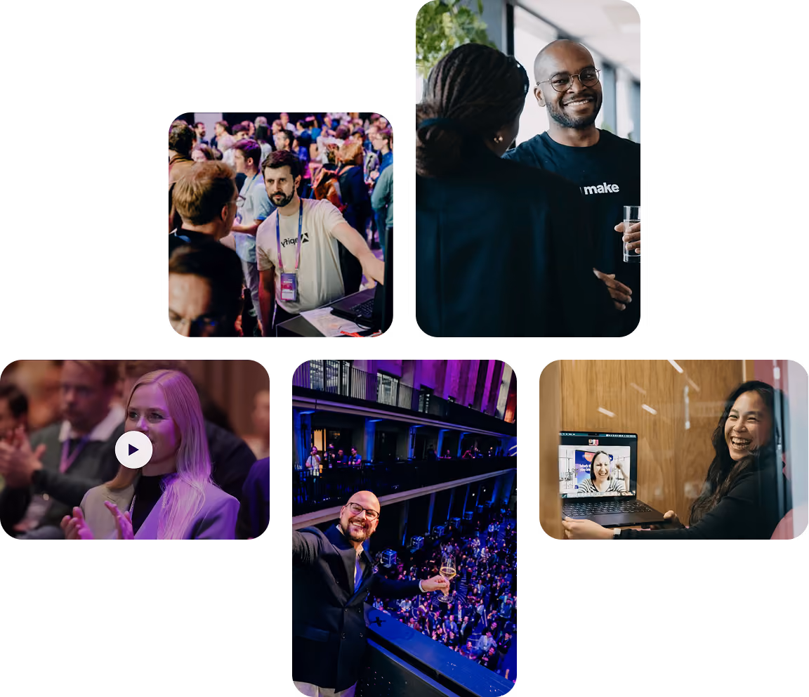 Collage of Make team members at events and in the office