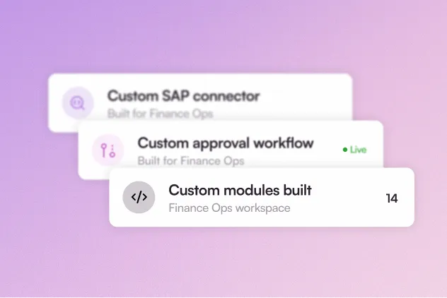 Custom SAP connector, approval workflow and modules built for a finance team