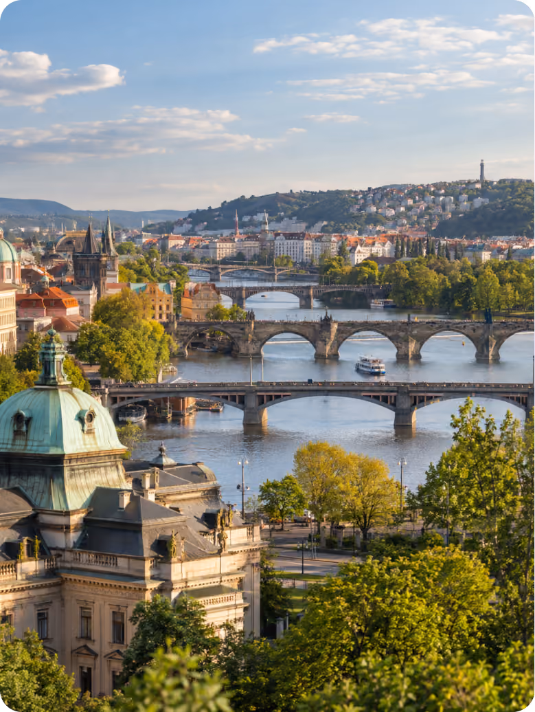 Prague's bridges over the Vltava river