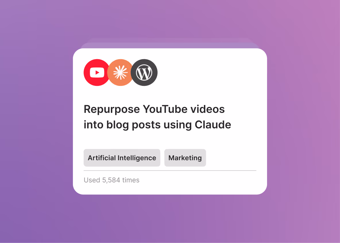 Make template to repurpose YouTube videos into blog posts using Claude