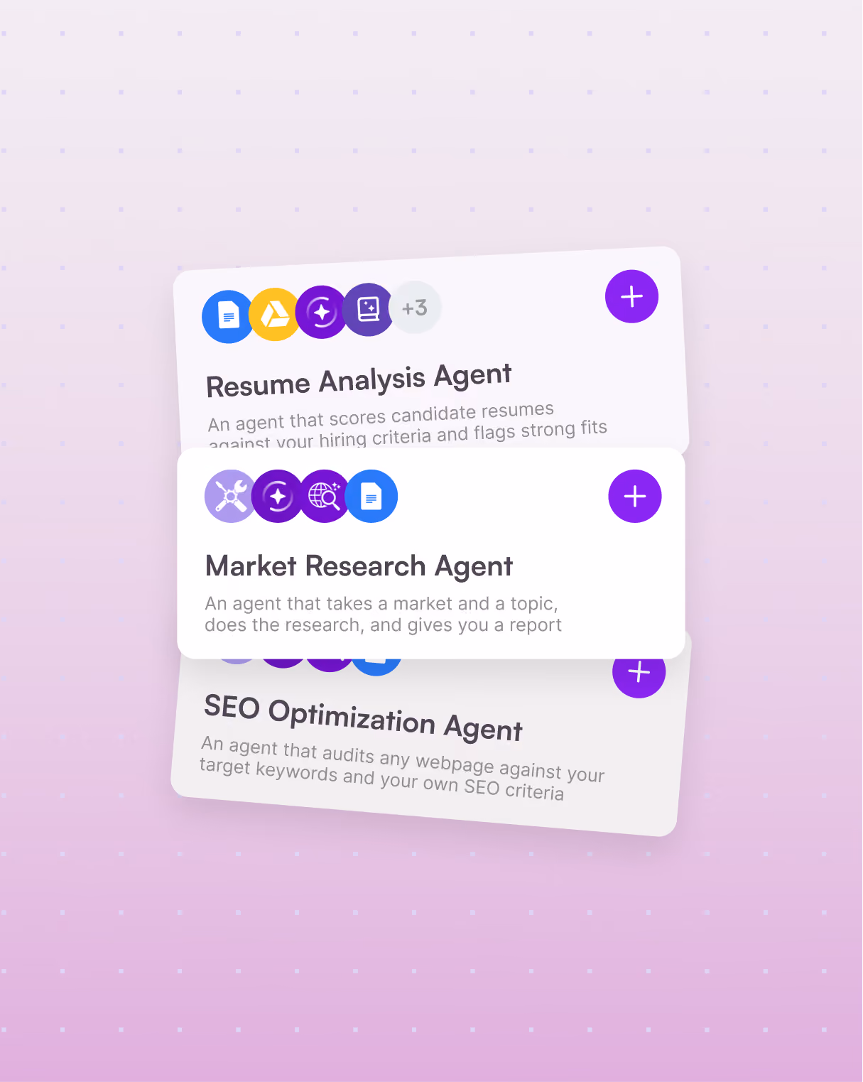 List of Make AI agents, such as Resume Analysis and Market Research