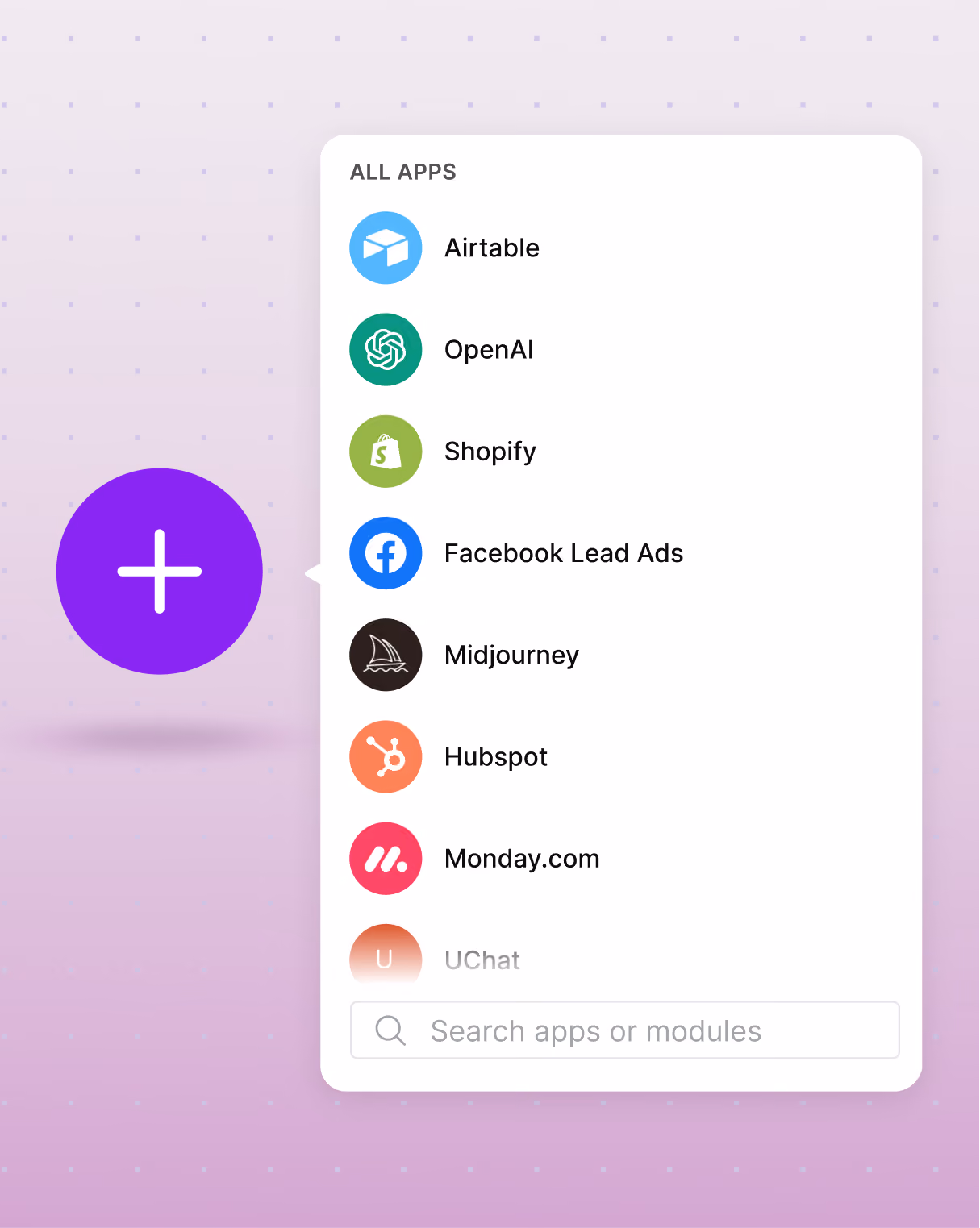 Adding an app to a Make AI agent from the list of all apps