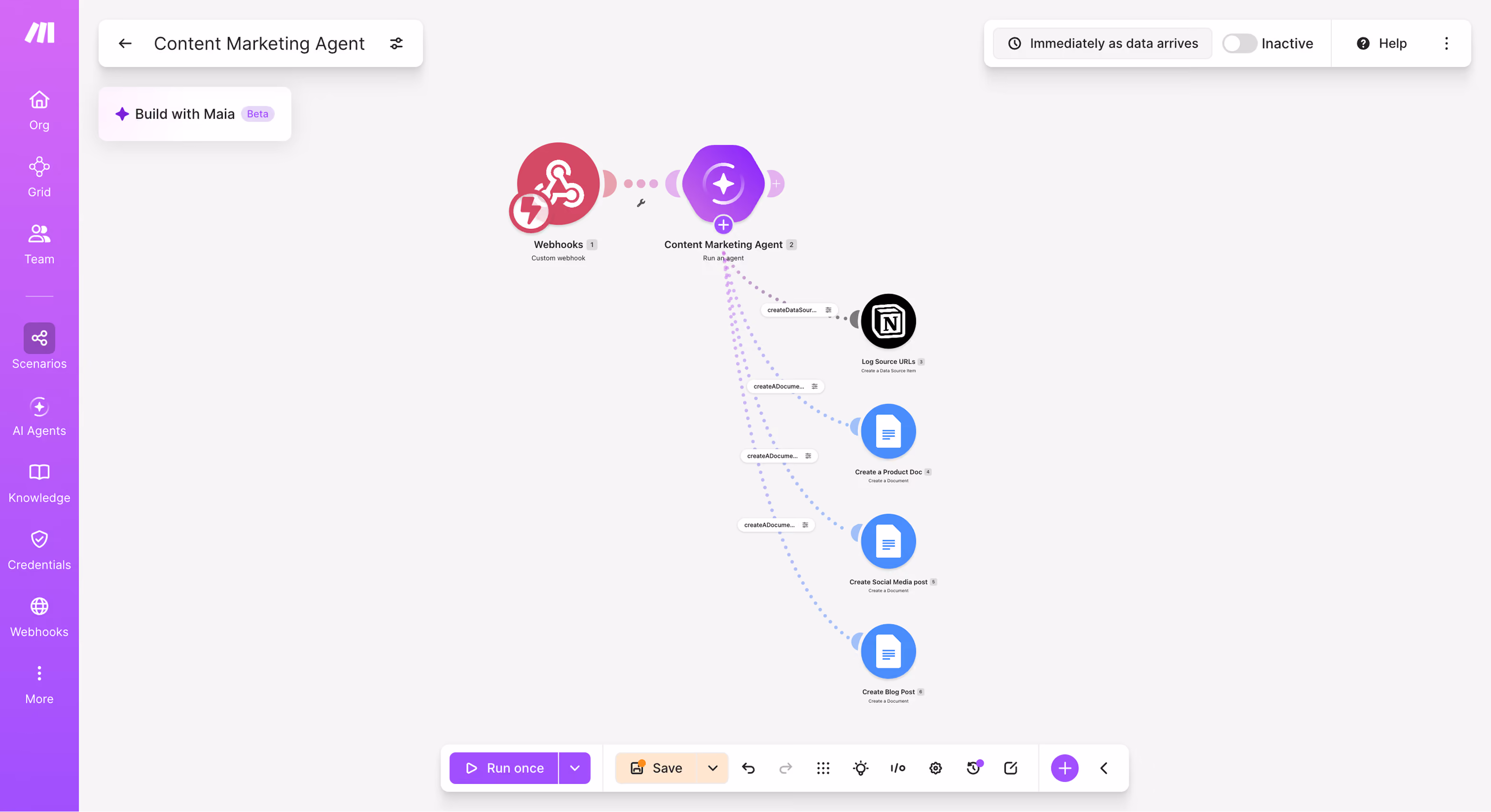 Make AI agent inside a scenario in the scenario builder