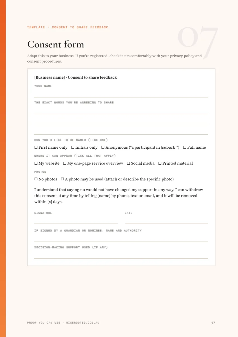 The consent form template