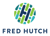 Fred Hutch logo with stylized H in blue and green circle above the text.